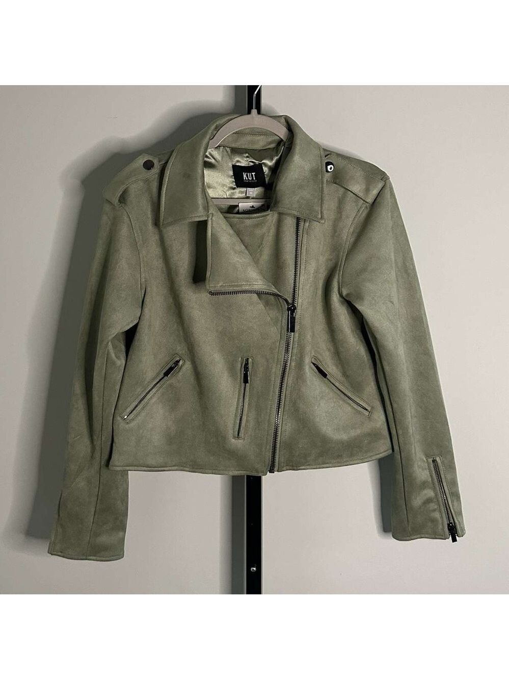 KUT from the Kloth-Jackie Moto Jacket-size Medium-Celery-NWT-retails $129 - Picture 8 of 10